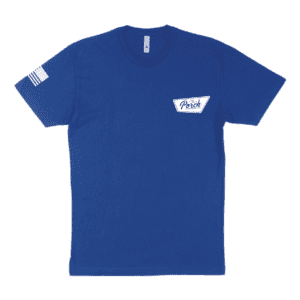 T-Shirt Men's Royal Blue American Flag on Sleeve