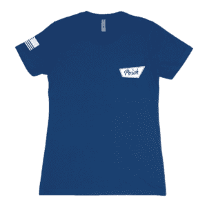 T-Shirt Women's Royal Blue American Flag on Sleeve